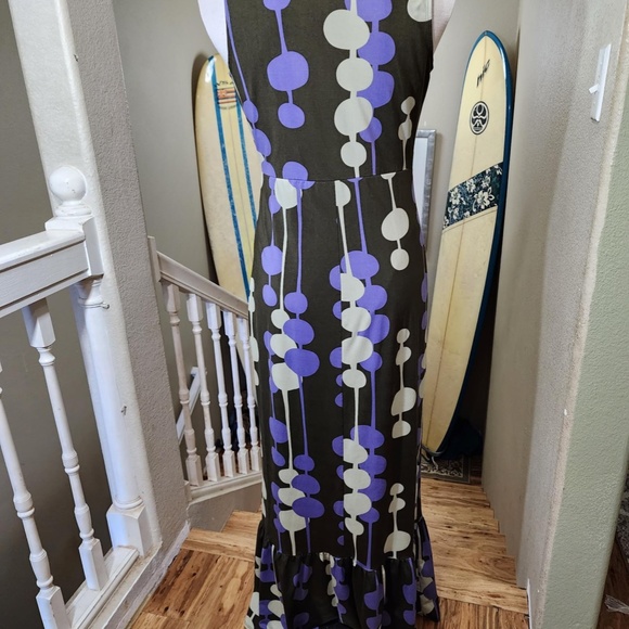 Vintage 60s-70s Retro Mod Bohemian Muumuu Sleeveless Kaftan Maxi Dress - Picture 6 of 8